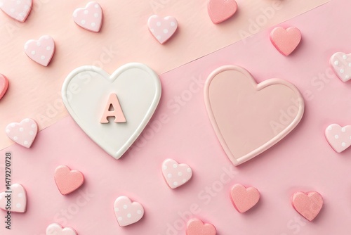 Pastel Hearts Scattered on a Light Background