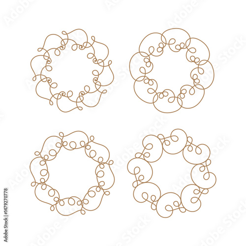 Brown circle line art decoration isolated flat design.