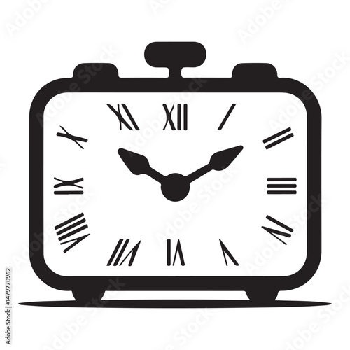 Alarm Clock with Roman Numerals and Rectangle Frame