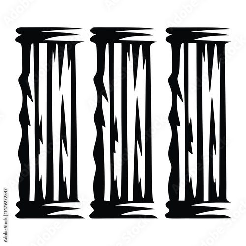 Abstract image of three eroded columns standing in a row