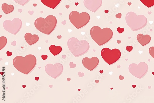 Pastel Hearts Scattered on a Light Background