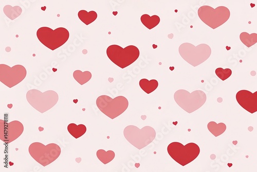 Pastel Hearts Scattered on a Light Background