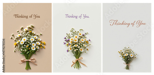 Thinking of you floral greeting cards set
