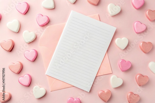 Pastel Hearts Scattered on a Light Background