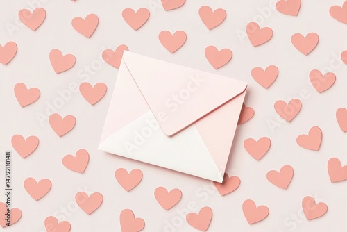 Pastel Hearts Scattered on a Light Background