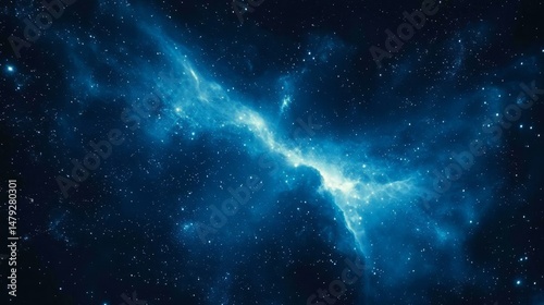 Fototapeta Naklejka Na Ścianę i Meble -  A mesmerizing blue space background filled with swirling gas clouds and twinkling stars.