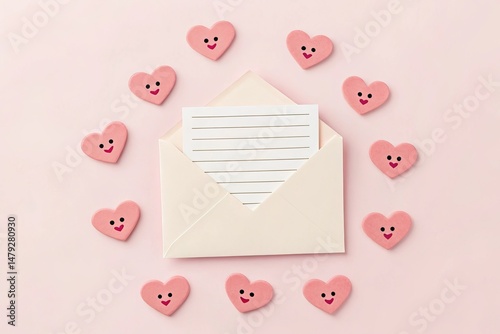 Pastel Hearts Scattered on a Light Background