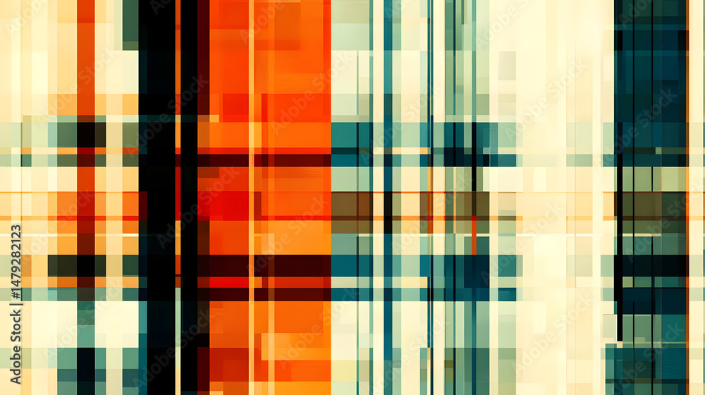 Abstract Orange Teal Block Design