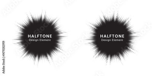 Wallpaper Mural Burst Halftone light effect. Glowing light burst. abstract grunge halftone dots background set. Vector illustration.	 Torontodigital.ca