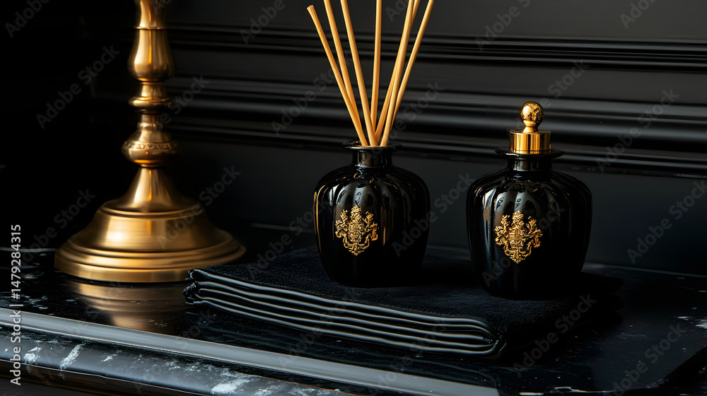 Elegant Black & Gold Home Fragrance Diffuser
