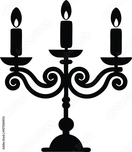 candelabra silhouette vector illustration, candlestick isolated