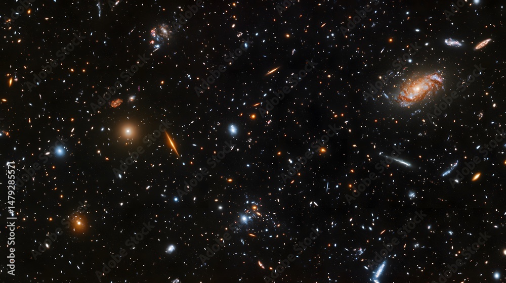 Obraz premium Deep space view with stars and a distant galaxy