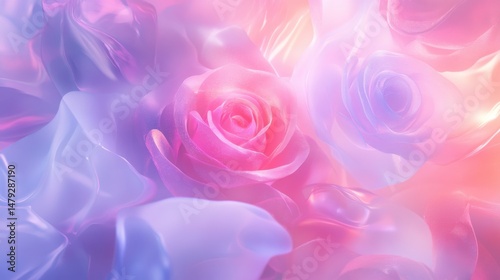 Ethereal Rose Composition with Soft Pastel Colors and Dreamy Background