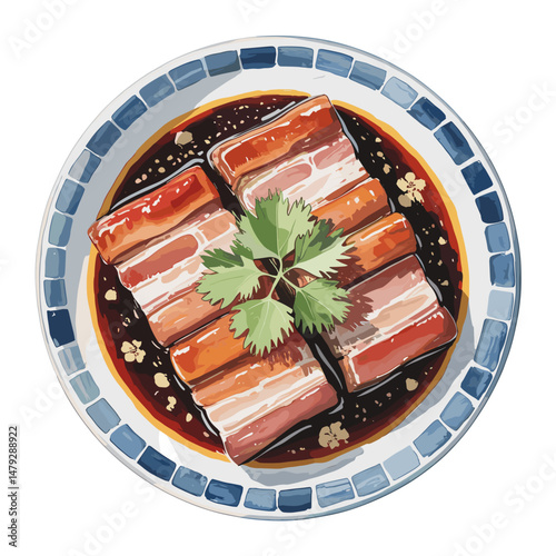Dongpo Pork Belly in Rich Soy Glaze with Herbs