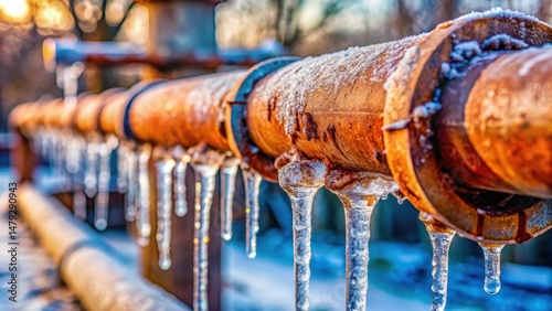 Wallpaper Mural Close-up of a rusted water pipe with ice on it, frost Torontodigital.ca