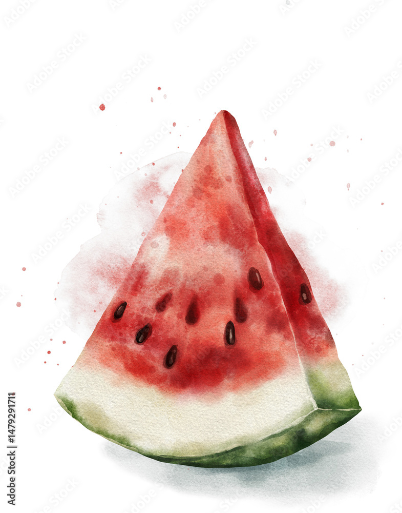 custom made wallpaper toronto digitalWatercolor illustration of a watermelon slice. Juicy red fruit with seeds and green rind, hand-painted and isolated on white background. Perfect for food design, prints, or packaging.