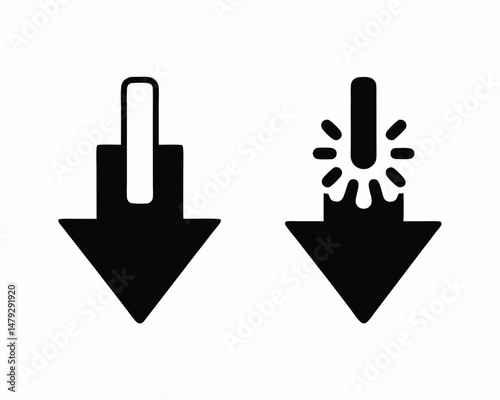 trend down icon vector silhouette illustration isolated on white background