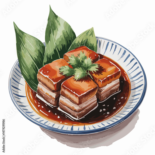 Dongpo Pork Belly in Rich Soy Glaze with Herbs