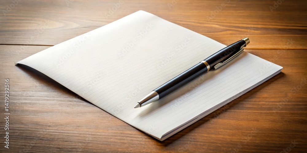 A blank page with a pen lying next to it A blank page with a pen lying next to it