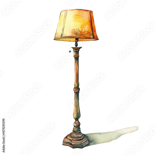 Floor Lamp, watercolor illustration, isolated on a white background.