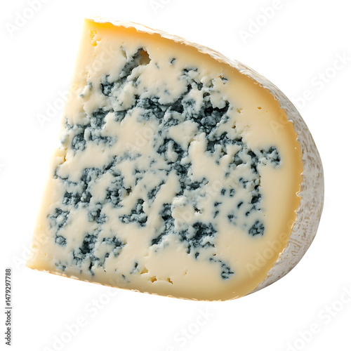 slice of blue cheese gourmet cheese isolated on transparent background.