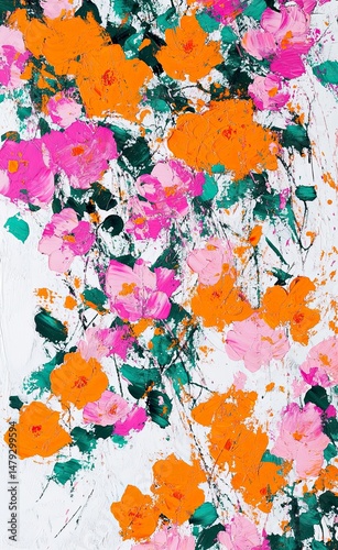 Wallpaper Mural Pink peonies, orange camellias, green leaves flowers Torontodigital.ca