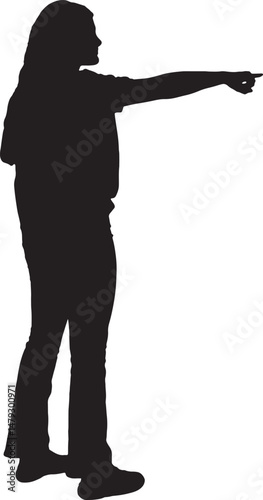  vector silhouette side view of teen girl pointing