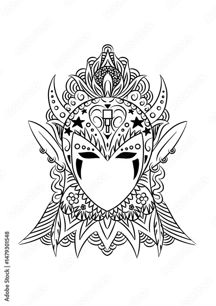 Fototapeta premium black and white mask sketch