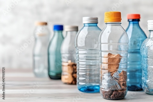 Recycled Plastic and Glass Bottles with Waste Inside