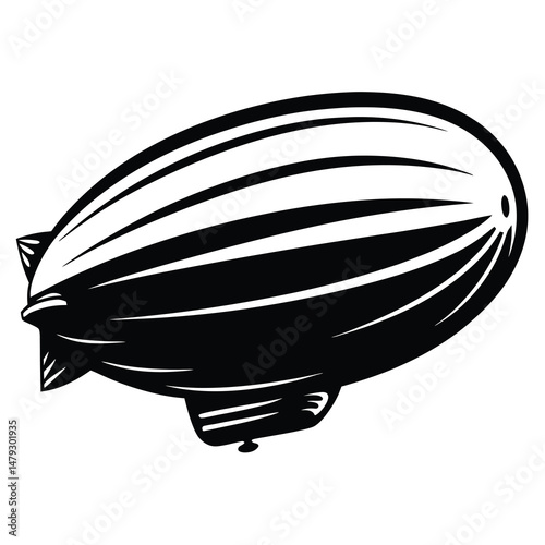 Striking vintage blimp design in monochrome with bold lines and contrast