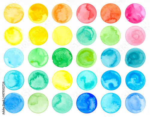 watercolor circles isolated on a white background