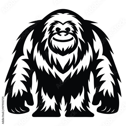 Stylized Silhouette of a Furry Creature with a Friendly Facial Expression