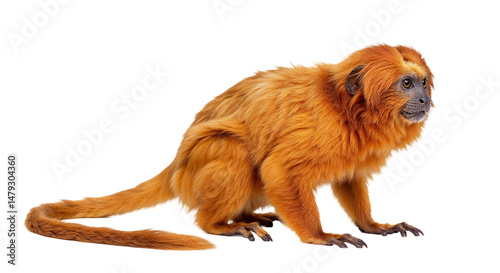 Golden Lion Tamarin on White Background