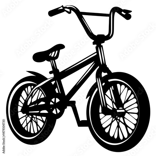 Stylized BMX Bike Illustration in Black and White for Sport and Recreation