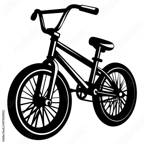 Bold Black and White BMX Bike Illustration with High Handlebars Design
