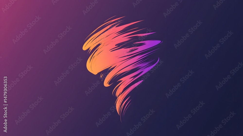 Obraz premium A vibrant illustration of an abstract swirl composed of a dynamic blend of pink, orange, and purple gradients against a deep indigo backdrop.