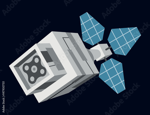 Fototapeta Naklejka Na Ścianę i Meble -  A Vibrant Pixel Art Featuring Spacecraft and Satellite from Imagination