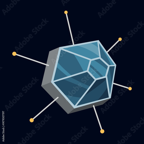 Fototapeta Naklejka Na Ścianę i Meble -  A Vibrant Pixel Art Featuring Spacecraft and Satellite from Imagination