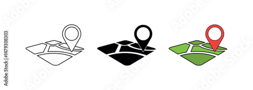 Map Pin and Plot Area Icon – Land Parcel Locator Symbol for GIS, Real Estate Mapping, Geolocation, Property Outline and Spatial Data Visualization