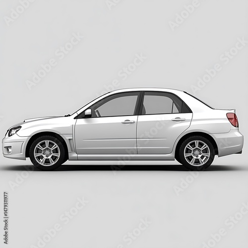 Side view of a modern, light-colored sedan.