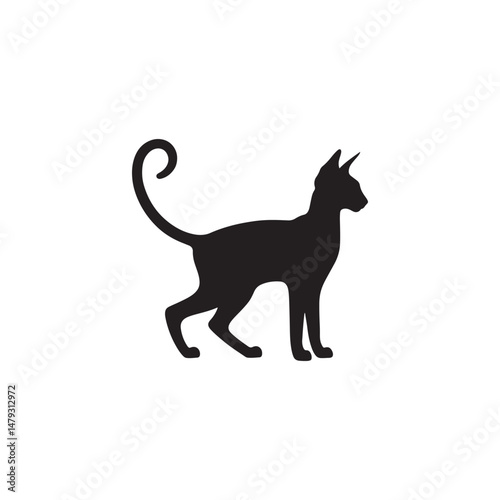 Oriental Shorthair Vector Silhouette: Sleek, Elegant Feline with Graceful Posture and Almond-Shaped Eyes, Captured in a Minimalist Outline for Modern Art, Pet Designs, and Illustrations.
