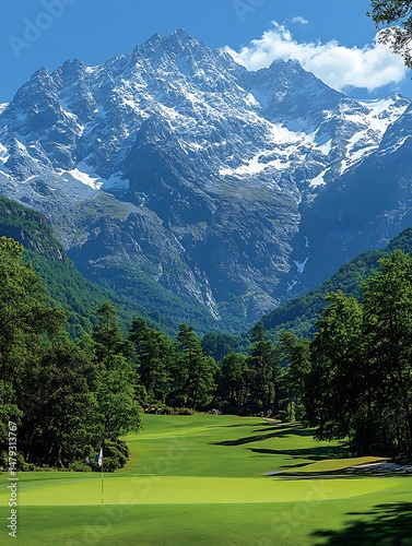 Mountain golf course landscape
