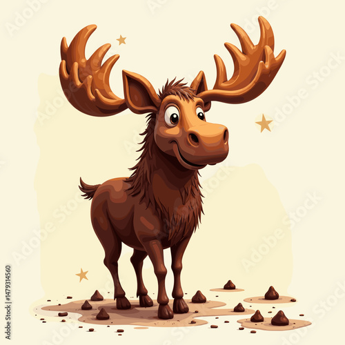 vector art of moose cartoon.Zoological animal.