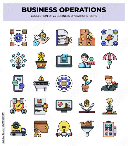 Collection of Business Operations Icons: Streamline Your Workflow
