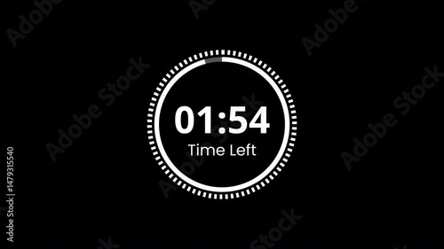 two minutes circle countdown timer, 2 minute countdown animation, animation of two minutes countdown on a transparent background.