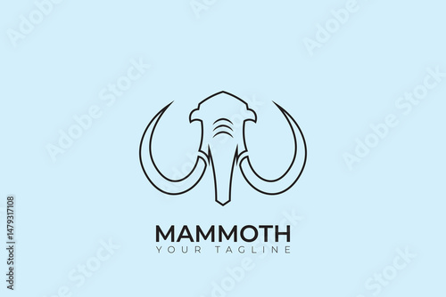 Abstract mammoth silhouette logo, mammoth head logo design, mammoth vector template
