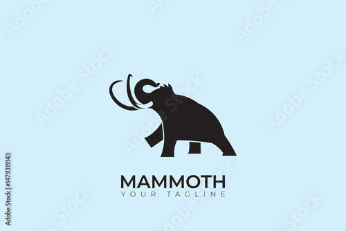 Abstract mammoth silhouette logo, mammoth head logo design, mammoth vector template