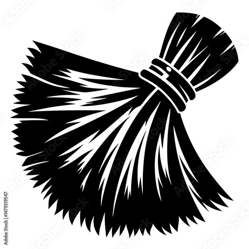 Monochrome illustration of a traditional straw broom, depicting cleanliness and rustic simplicity