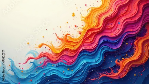 Abstract colorful swirls, vibrant paint strokes, visual, design, bright