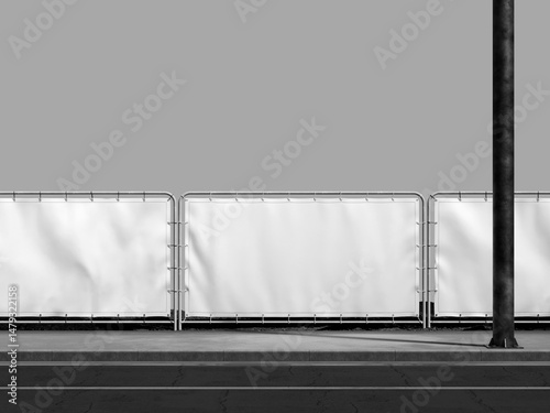 Crown Barrier Banner Mockup 3D Rendering on Gray Background